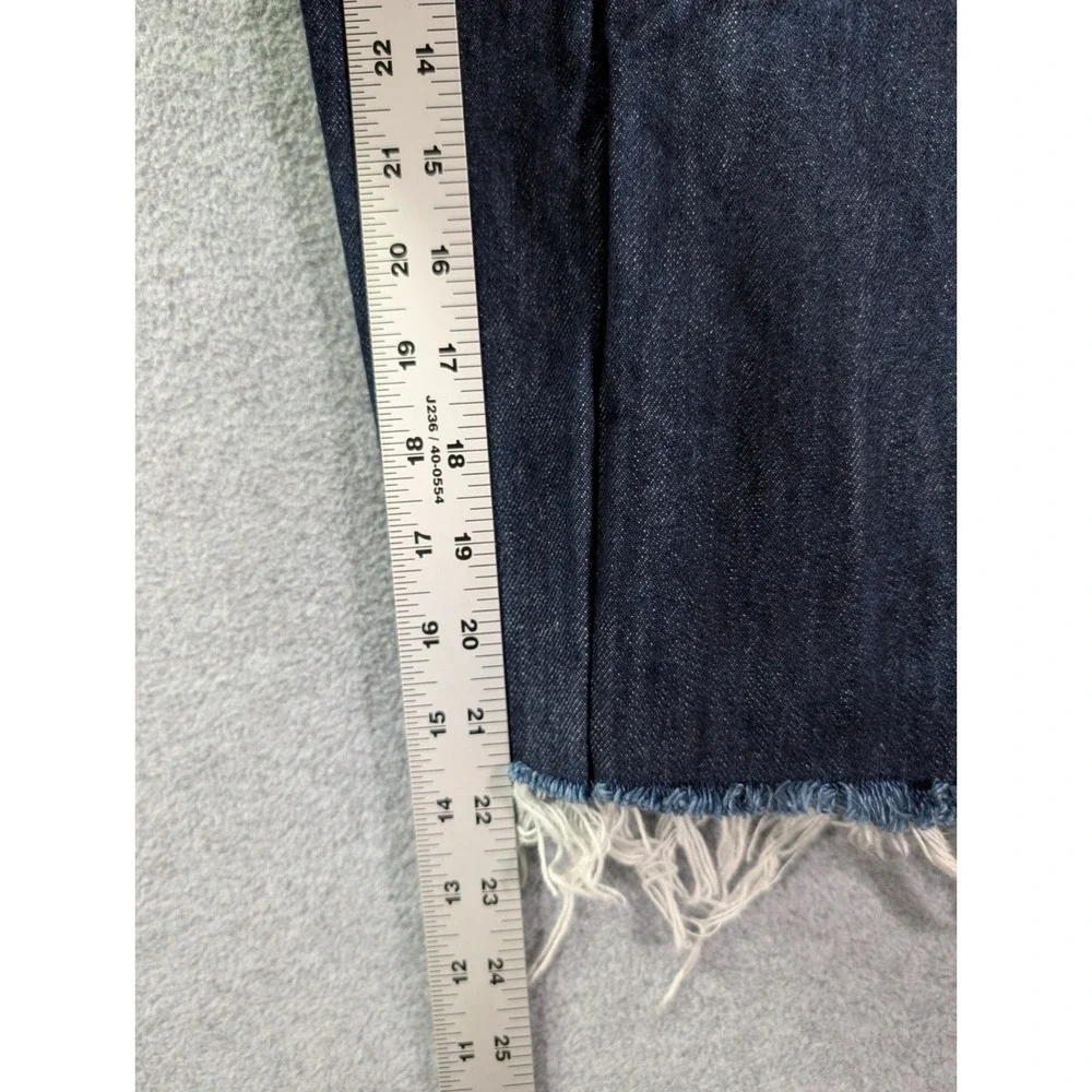 Levis 501 Cut Off Shorts Mens 36 Blue Button Fly Denim Jeans Dark Wash Frayed